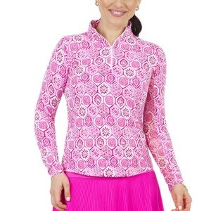 IBKUL Terra Pink Long Sleeve Mock Neck Top